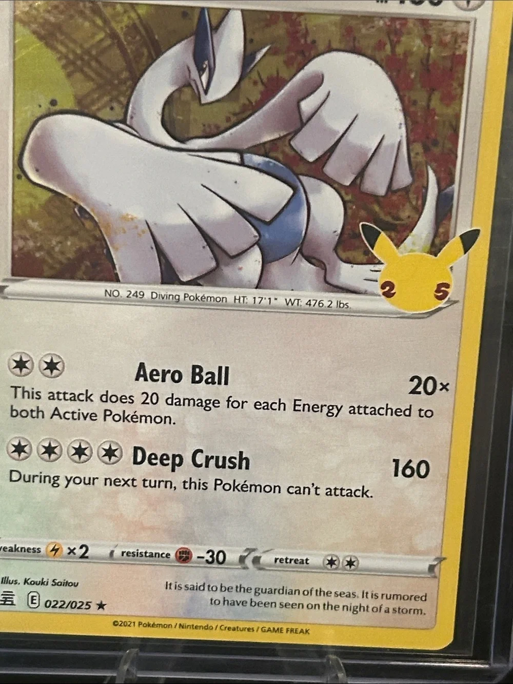 Pokemon Lugia Holo Stamped 022/025 from 25th Anniversary Celebrations set M/NM
